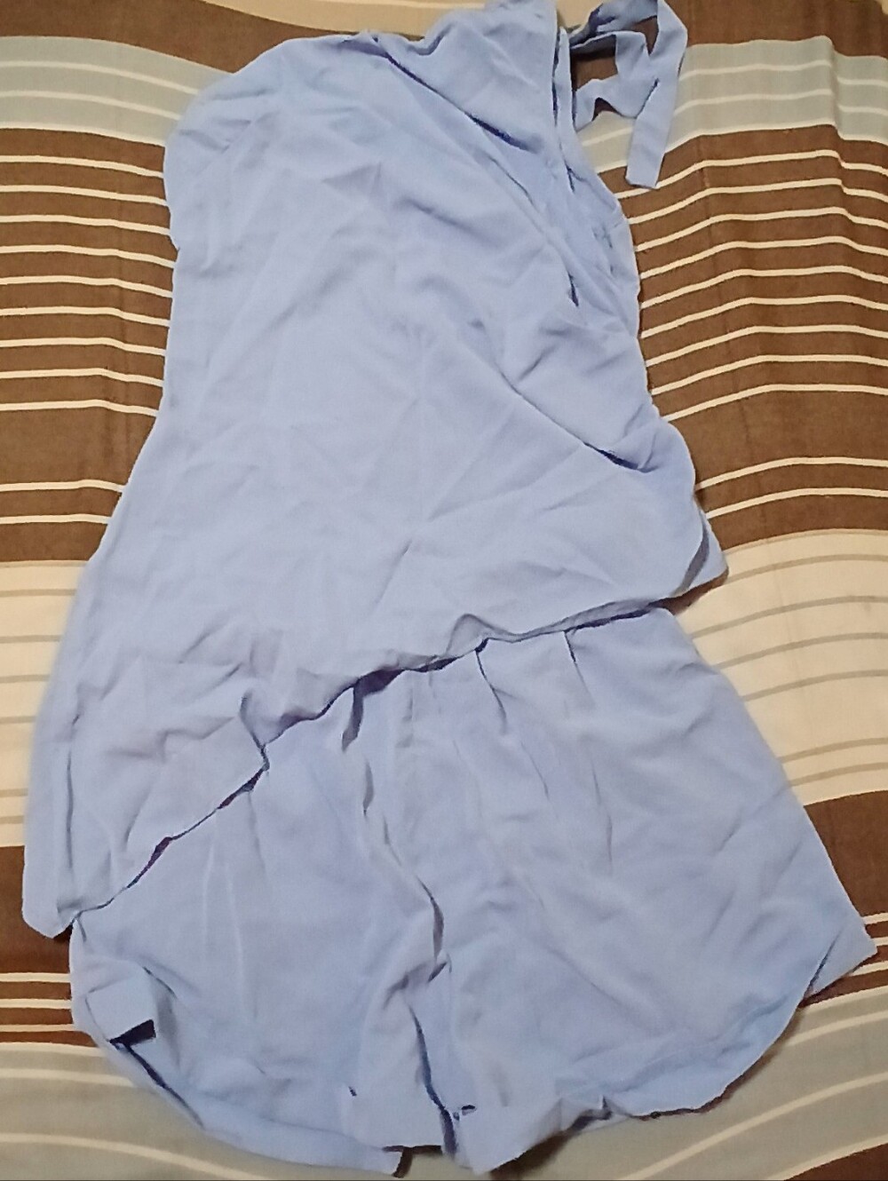Light Blue Halter-Tie Romper for Women